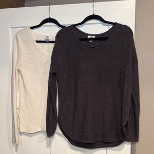 Old Navy Cream and Plum Sweater Bundle